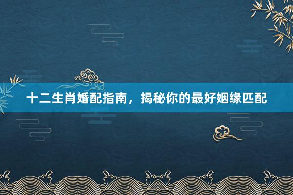 十二生肖婚配指南，揭秘你的最好姻缘匹配
