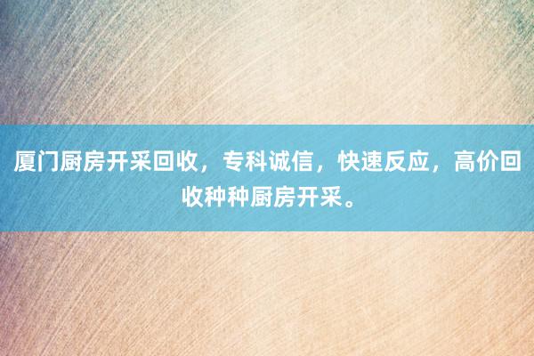 厦门厨房开采回收，专科诚信，快速反应，高价回收种种厨房开采。