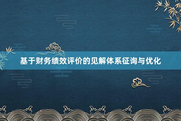 基于财务绩效评价的见解体系征询与优化